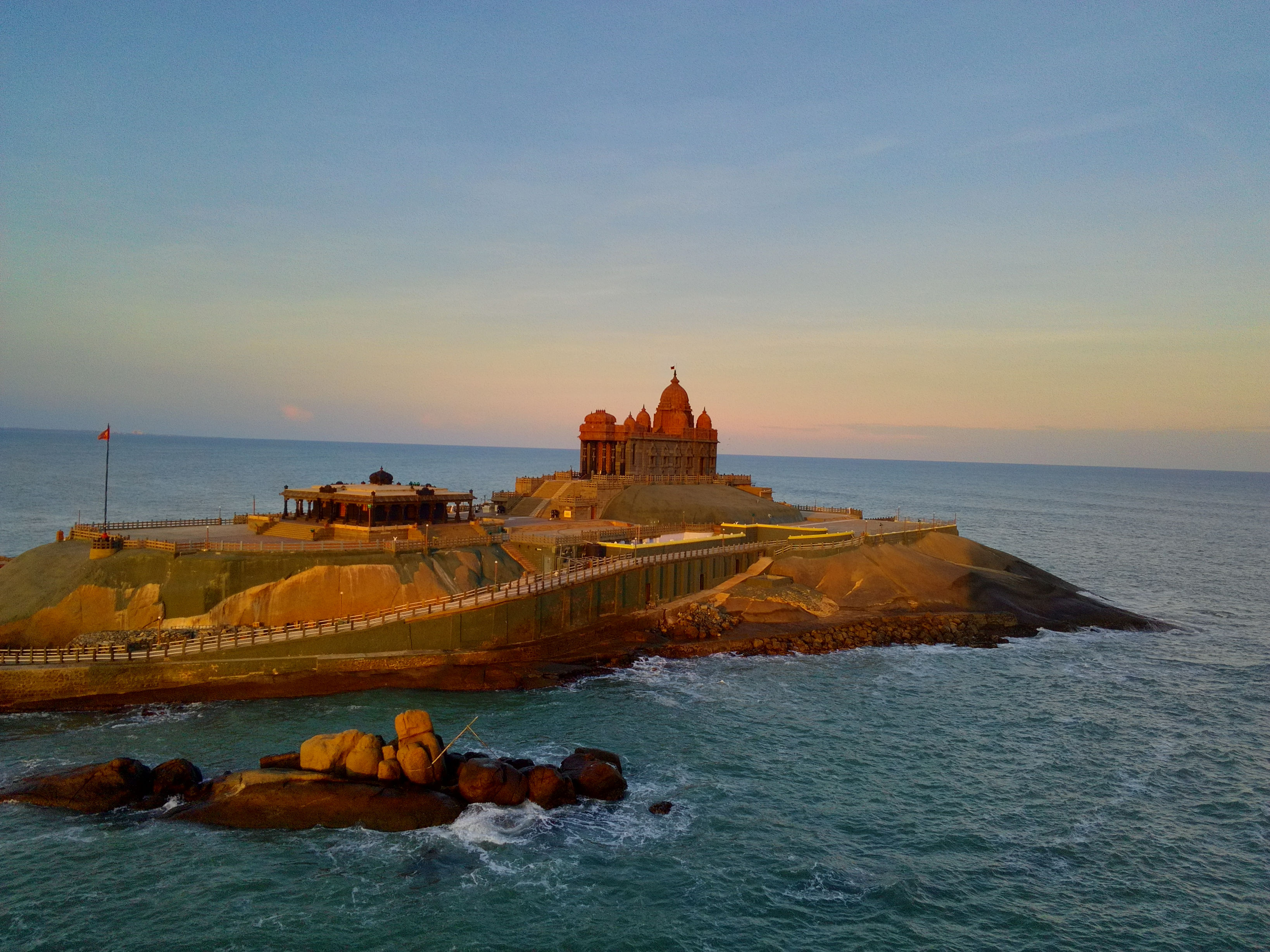 Vivekananda Rock Memorial against the backdrop of Indian Ocean