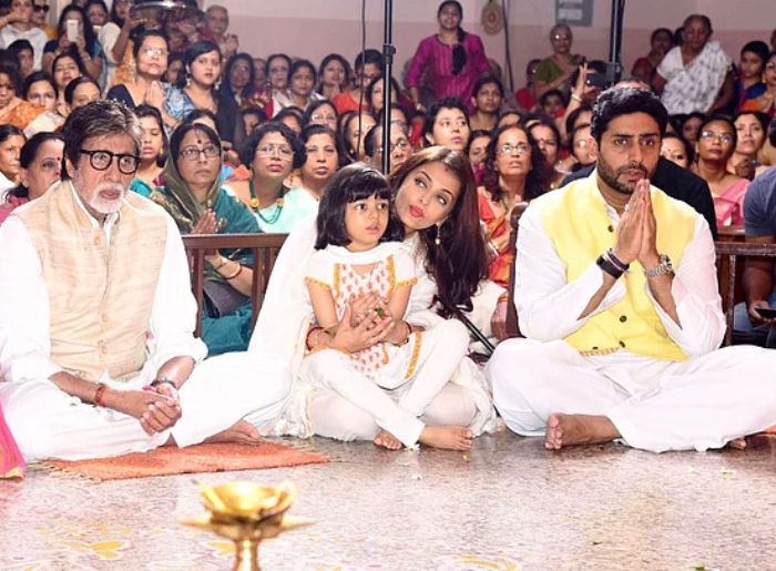 The Bachchan Family at the Ramakrishna Math Durga Puja pandal